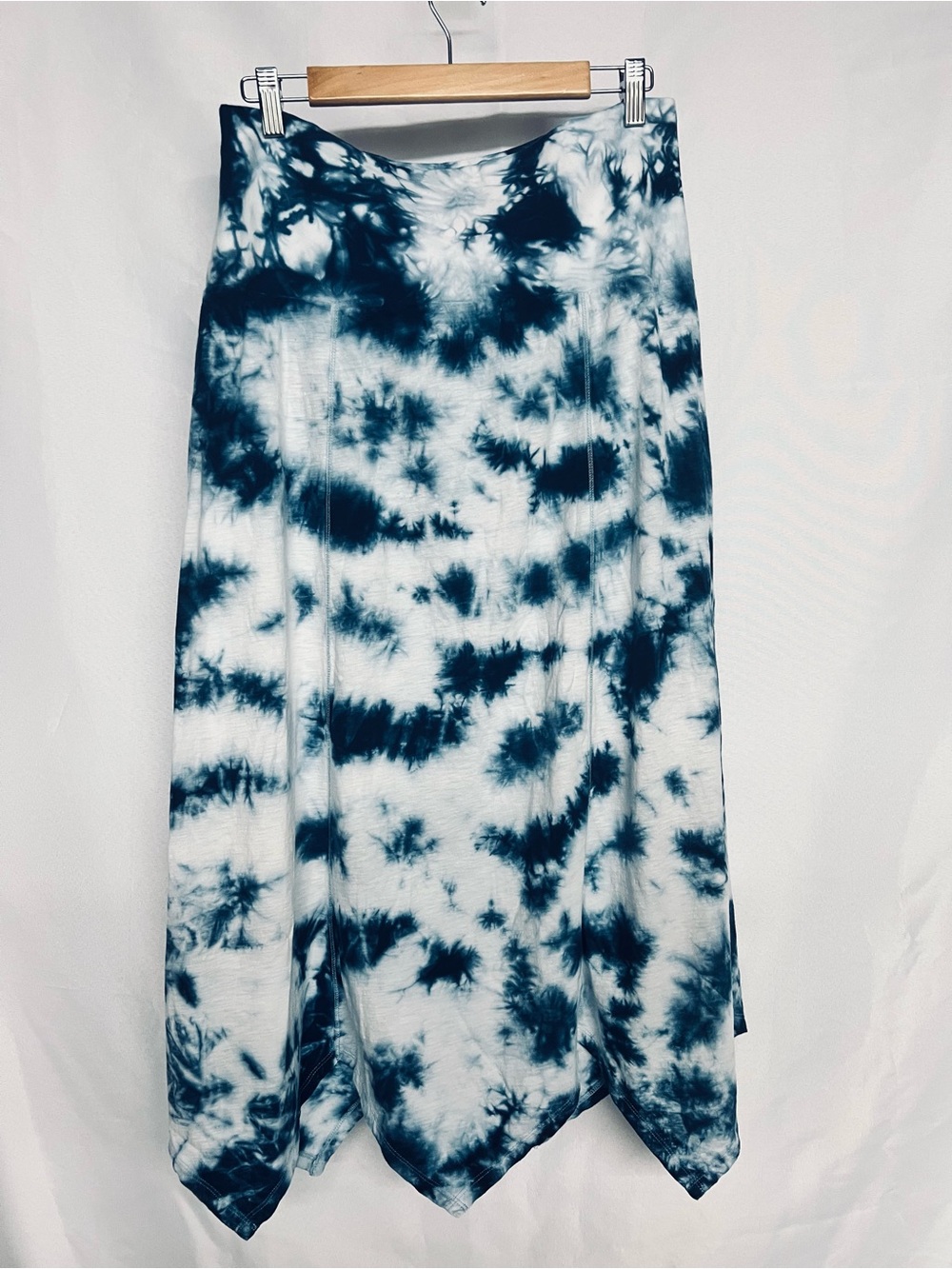 Soft Surroundings Blue White Tie Dye Handkerchief Hem Skirt PS Boho Midi